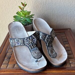 croft & barrow Black Beaded Embellished Thong Sandals